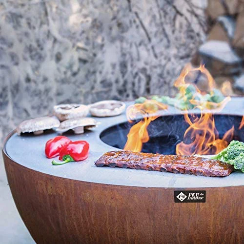 Corten  wood burning firepit with grill