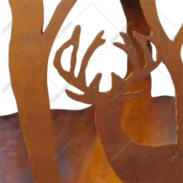 Corten Steel Outdoor Round Fireball Fire Sphere With Art Design