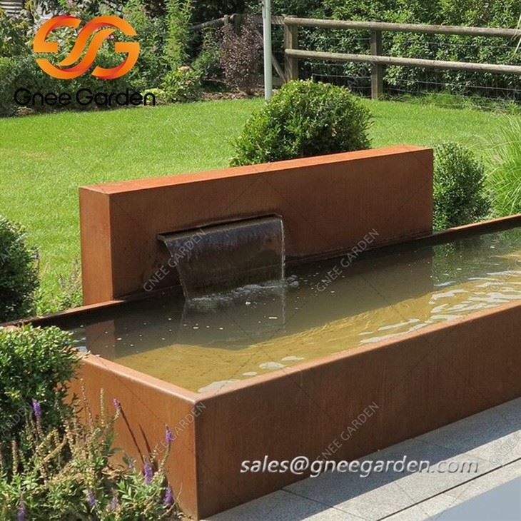 corten steel outdoor water wall