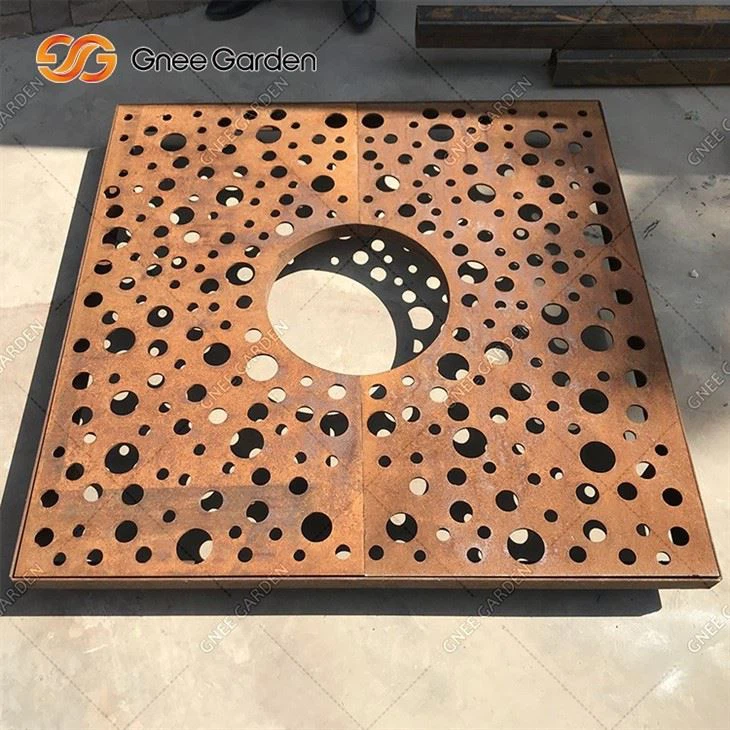 Outdoor Garden Corten Steel Tree Grate Rusty Metal Landscape Edging