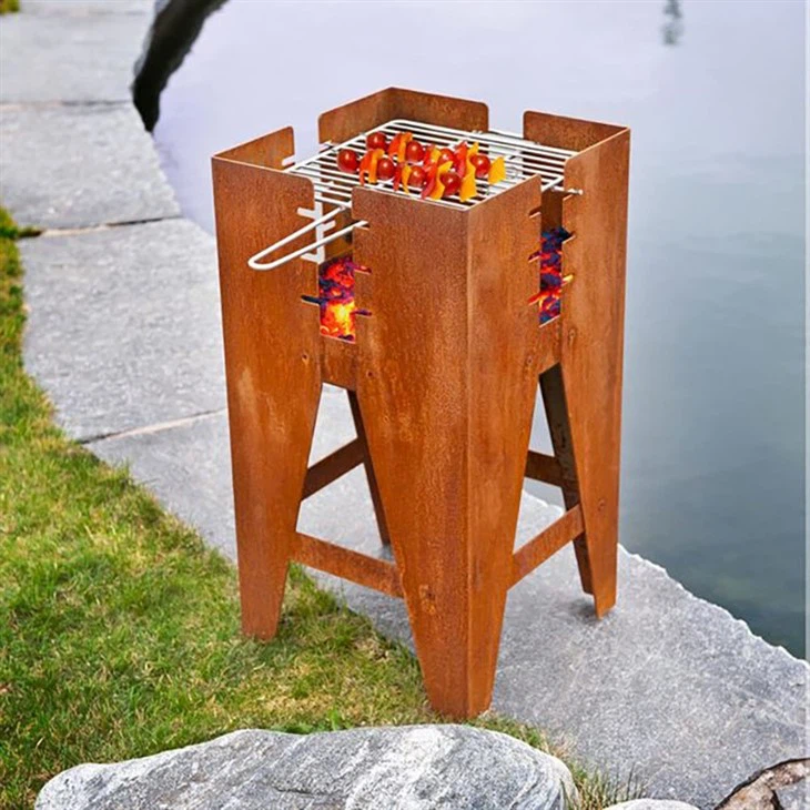 Portable Corten Steel Barbecue Grill-custom