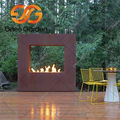 コールテンスチールガスウォール暖炉