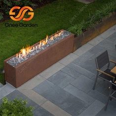 コールテンスチール製屋外ファイヤーピットテーブル