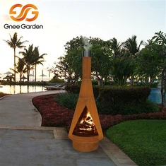 コールテンスチール製木製暖炉