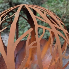 ディープボールラウンドファイヤーピット屋外ウッドグローブファイヤーピットコルテン鋼ファイヤーボウル