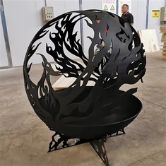屋内装飾屋外球ファイヤーピットコルテン鋼ファイヤーボウル