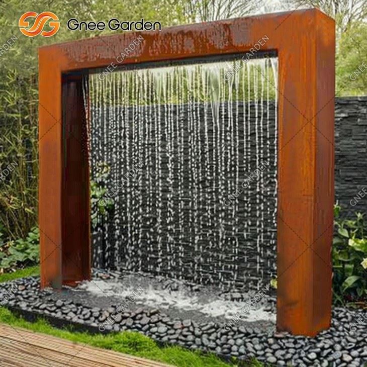 Backyard Corten Steel Water Rain Curtain Fountain