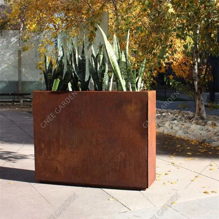 Corten Steel Outdoor Rust Color Planters Box Planter Garden Product Flower Pot