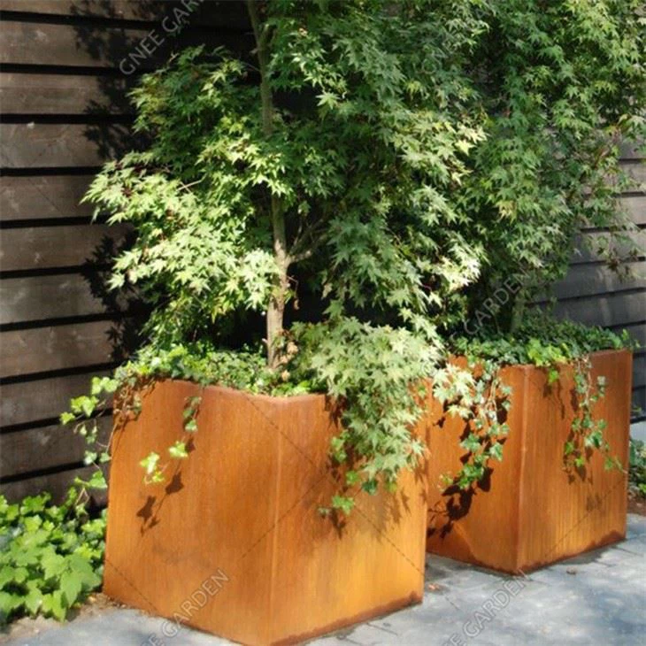 Corten Steel Outdoor Rust Color Planters Box Planter Garden Product Flower Pot