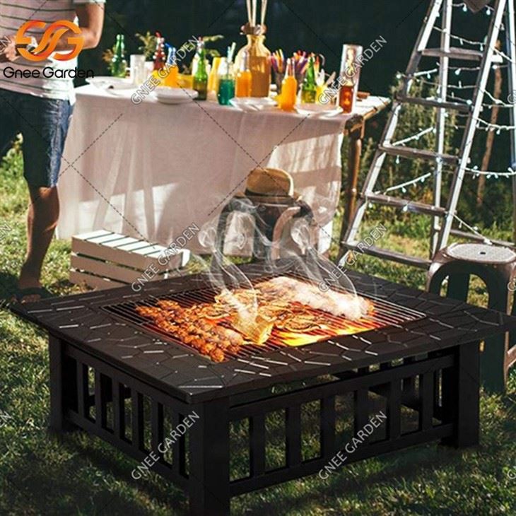 Patio 32 Square Metal Garden Backyard Fire Pit Table
