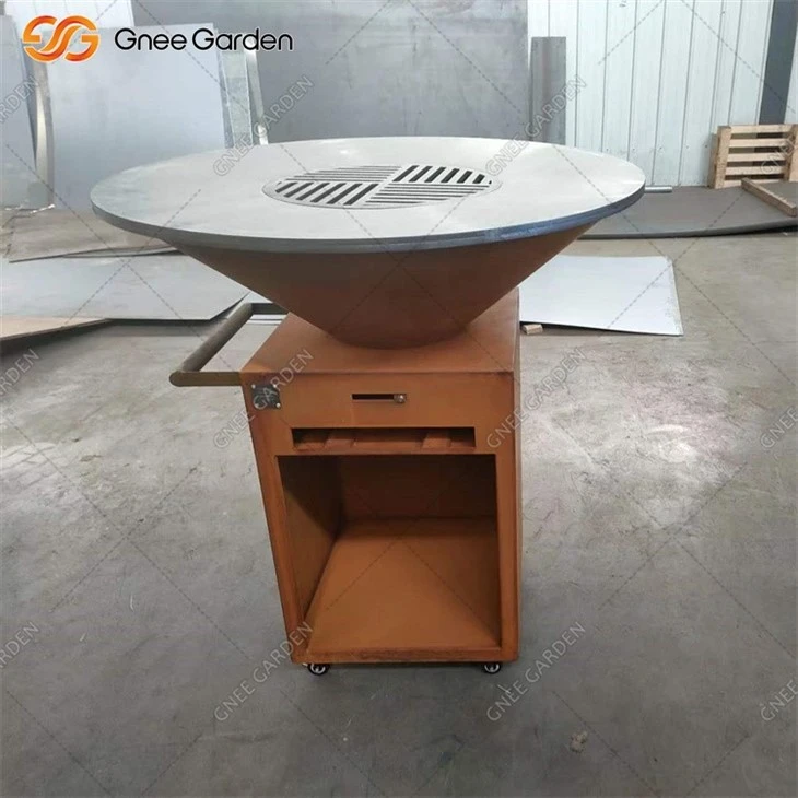 Portable Weathering Steel Backyard Plancha Grill Home BBQ 