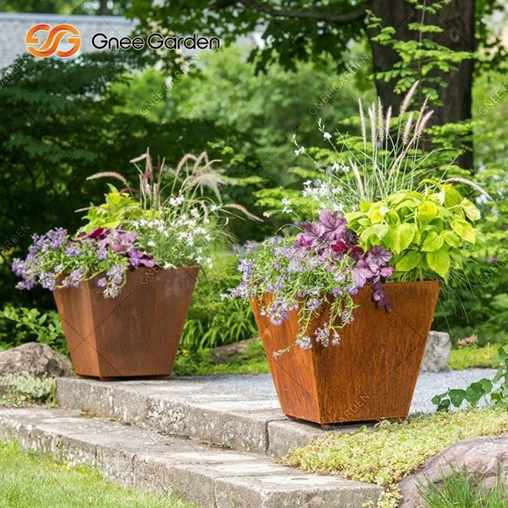 Rusty Garden Planter Corten Steel Flower Pot